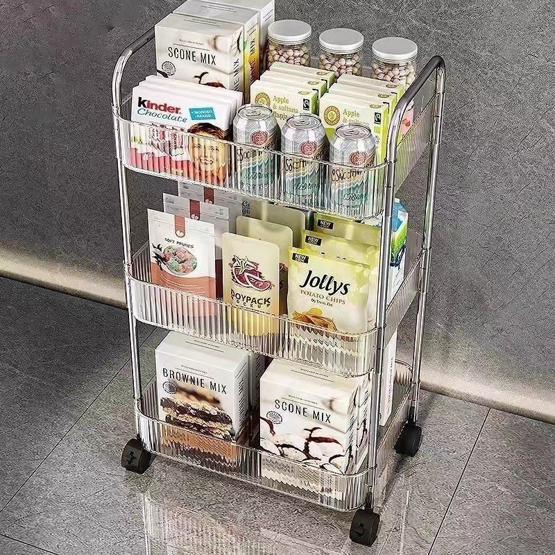 Estante Com 3 Prateleiras Carrinho Com Rodinhas Organizador versátil Para Cozinha Banheiro Quarto