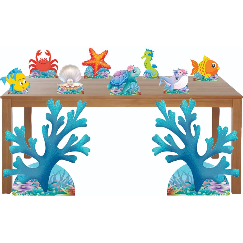 kit display  fundo do mar 2 unidades para chao e 6 de  mesa em Oferta na Shopee
