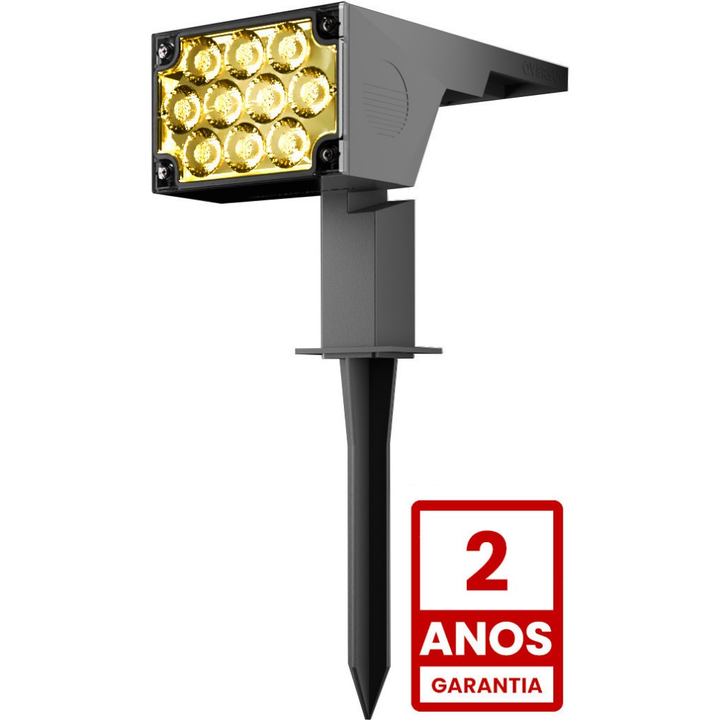 Luminária Solar 12h Casa Jardim 100w Potente Led Oversun Branco Quente