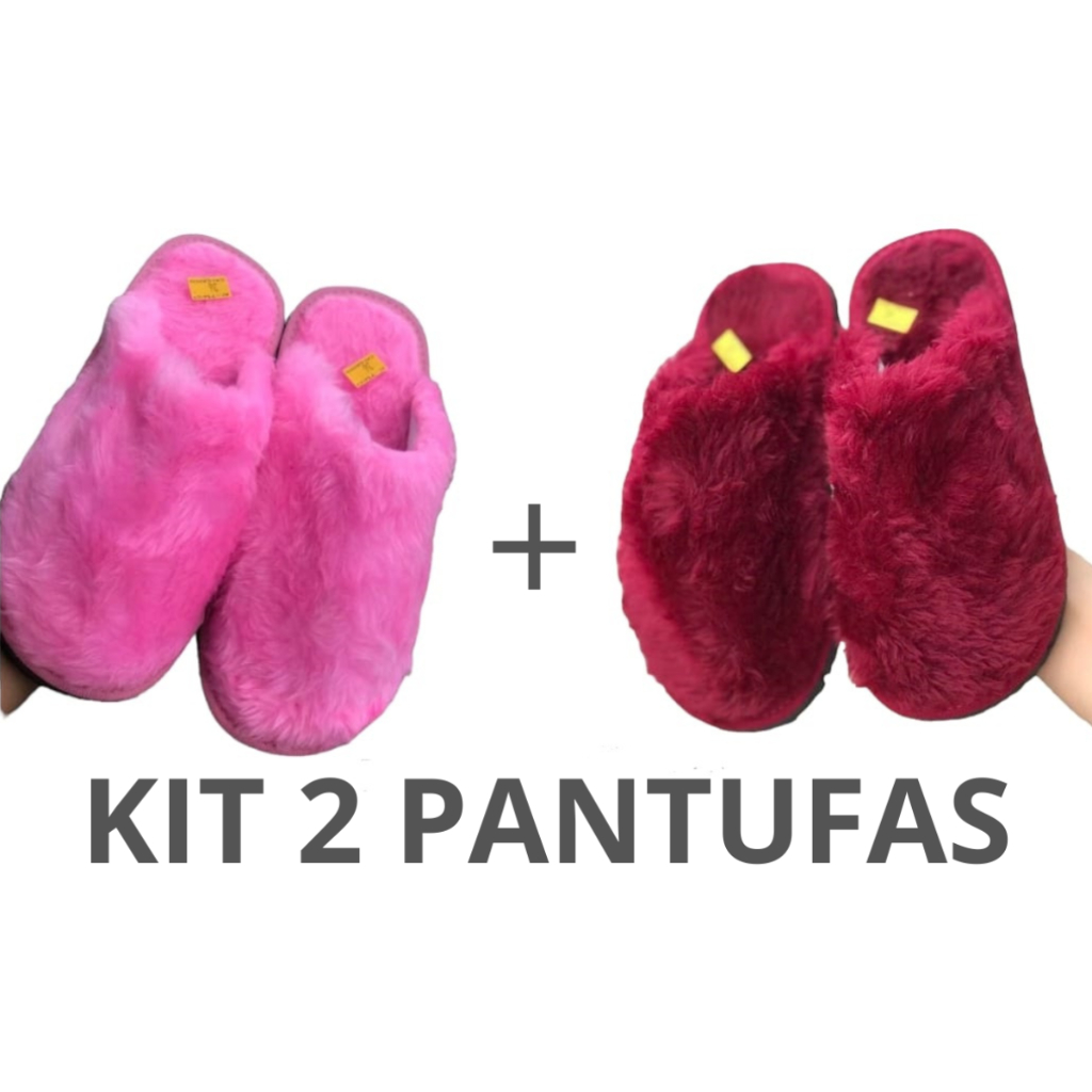 KIT 2 PANTUFAS DE PELÚCIA CONFORTÁVEL, CHINELO DE QUARTO, INVERNO, FRIO, SOLADO ANTIDERRAPANTE, UNISSEX, VÁRIAS CORES, COM ESPUMA INTERNA, DO 34 AO 44 em Oferta na Shopee
