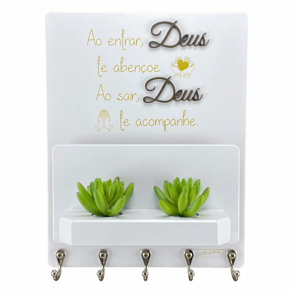 Porta Chaves e Cartas Parede Moderno Decorativo Plaza Design Religioso Bênção Casa Deus Abençoe MDF