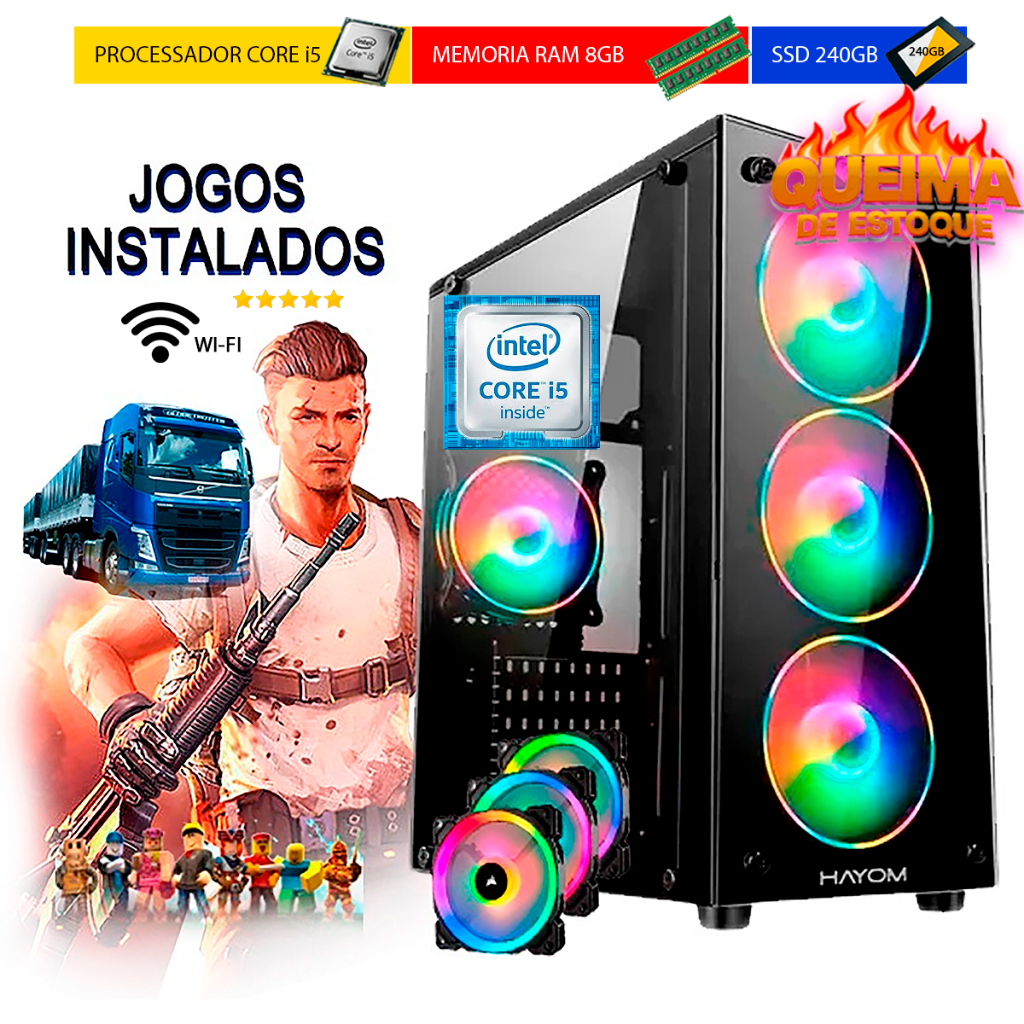 Cpu Gamer Barato I5 4gb Ssd 120gb Wifi + Fonte em Oferta na Shopee