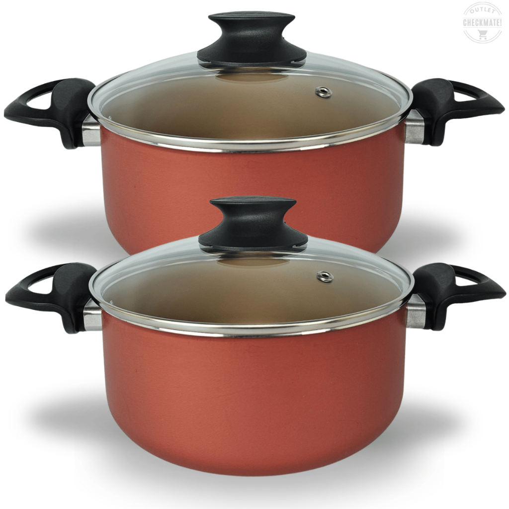 Kit Panelas Caçarolas 02 Peças TAMANHO GRANDE 22 e 24 cm Antiaderente 5 Camadas De Teflon ...