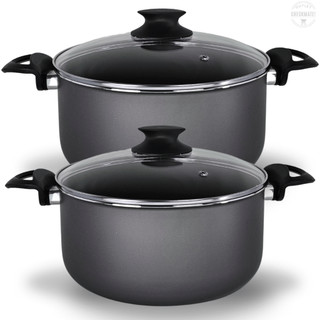 Kit Panelas Caçarolas 02 Peças TAMANHO GRANDE 22 e 24 cm Antiaderente 5 Camadas De Teflon Cor Preto Grafite