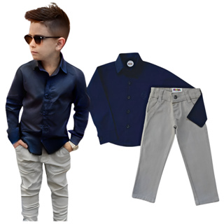 Conjunto Social Menino Marinho Com Bege Festa Batizado Pajem em Oferta na Shopee