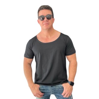 CAMISETA GOLA CANOA PRETA STECCHI ALGODÃO