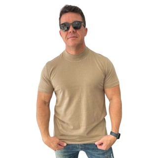 CAMISETA GOLA ALTA ALGODÃO MARROM CLARO STECCHI