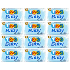 Kit 12 Sabonetes Infantis 123 Baby Azul
