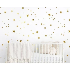 ADESIVO PAREDE KIT 112 ESTRELAS DOURADO FOSCO 9,7,5,3 CM quarto bebê ESTRELA ESTRELINHAS autocolante