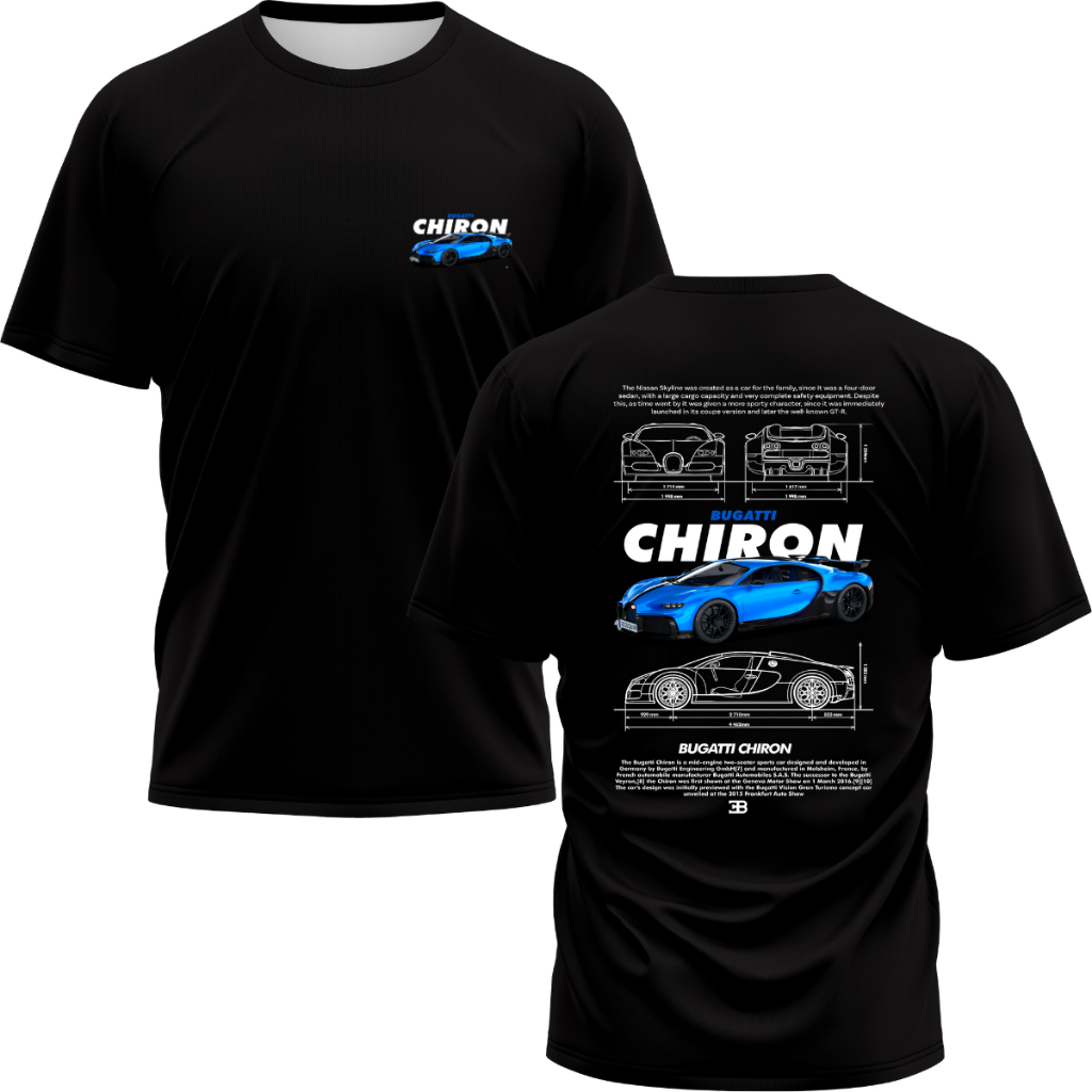 Camiseta Camisa Bugatti Chiron Masculina Feminina Manga Curta Estampada 100% Algodão Estampada