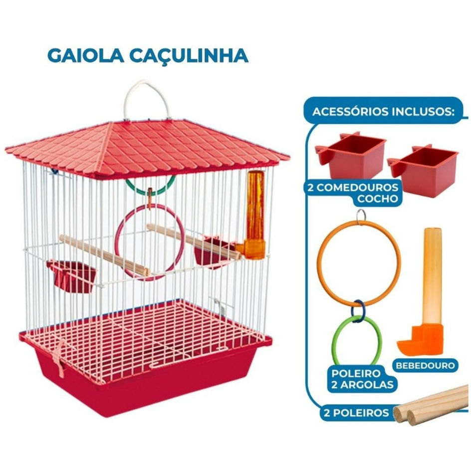Gaiola Coleiro Calopsita Periquito Acessórios Aves Brindes Malha Fina Caçulinha Opção Pet
