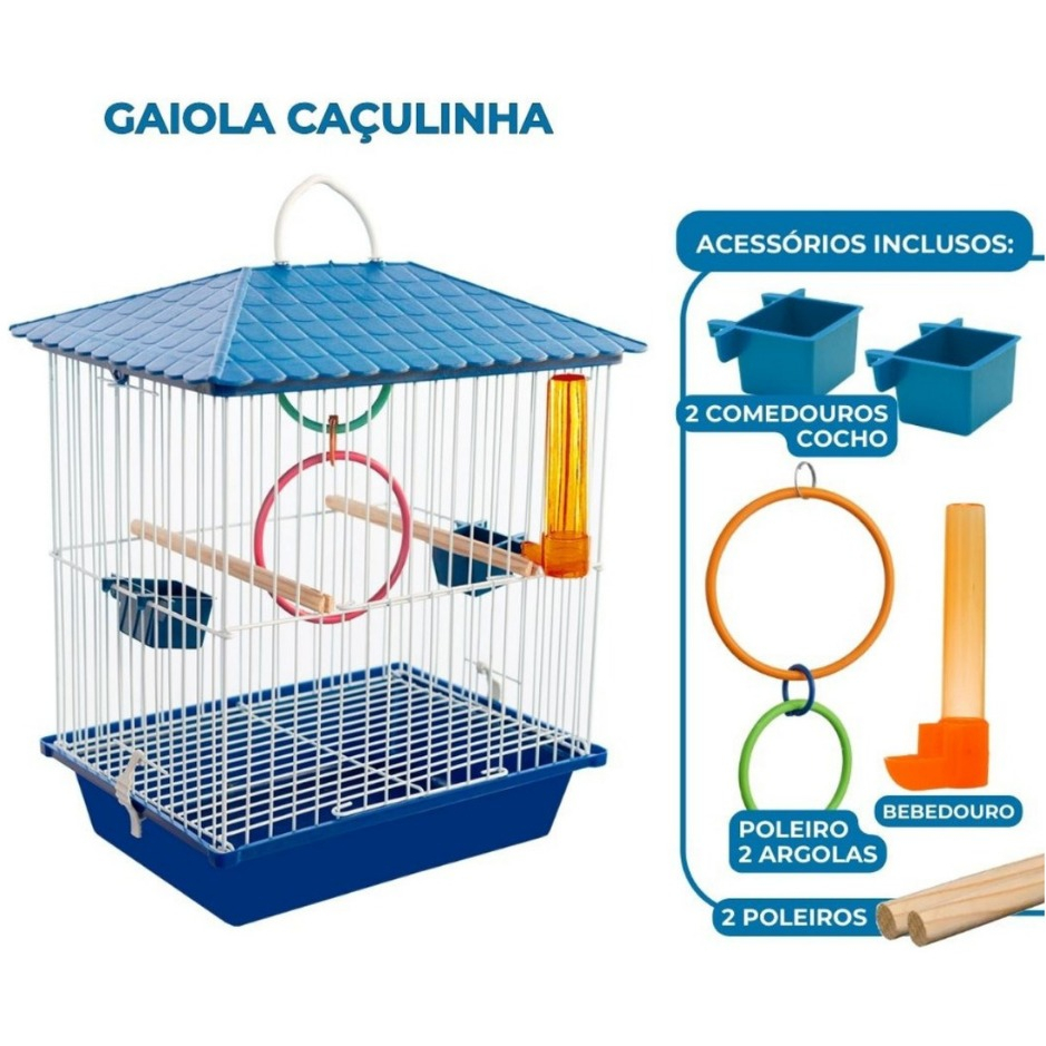Gaiola Caçulinha Para Calopsita Coleiro Periquito Pássaros Pequenas Brindes Completa Opção Pet