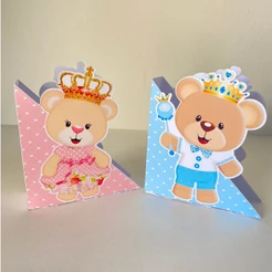 10 Centros de mesa porta guardanapo ursinhos realeza revelação PARA COLAR
