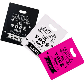 50 Sacola Boca de Palhaço com Frase Gratidão ter Você como Cliente Sacolinha alça vazada para lojas em Oferta na Shopee
