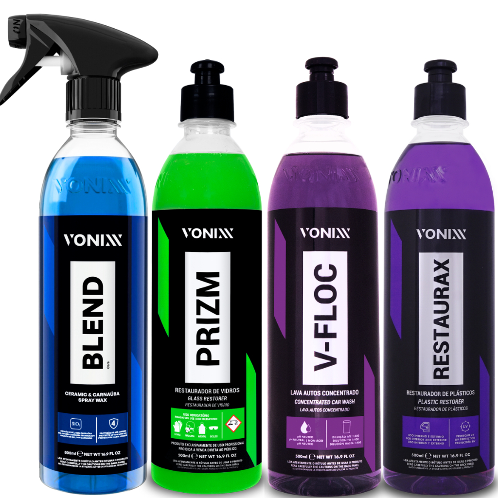 Kit Da Vonixx Limpeza Automotiva Blend Restaurax Prizm V Floc 500ml