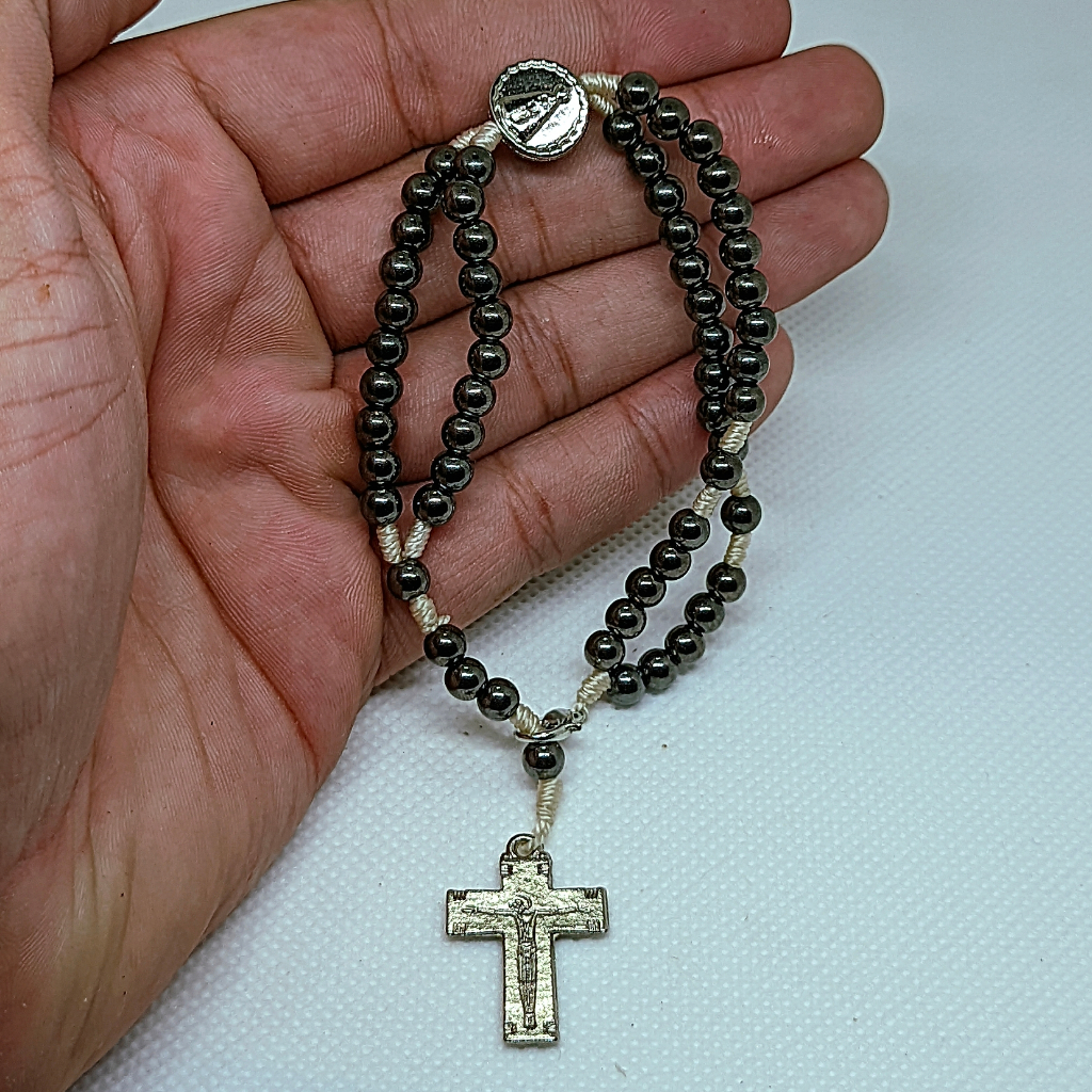 Terço Pulseira Nossa Senhora Aparecida Hematita Terço De Pulso