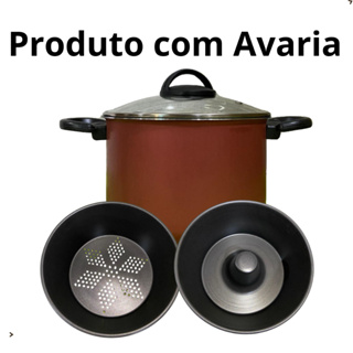 Panela Multiuso  3x1 Pudim Antiaderente e Aluminio Banho Maria Cozimento A Vapor Com Pequenas Avaria em Oferta na Shopee