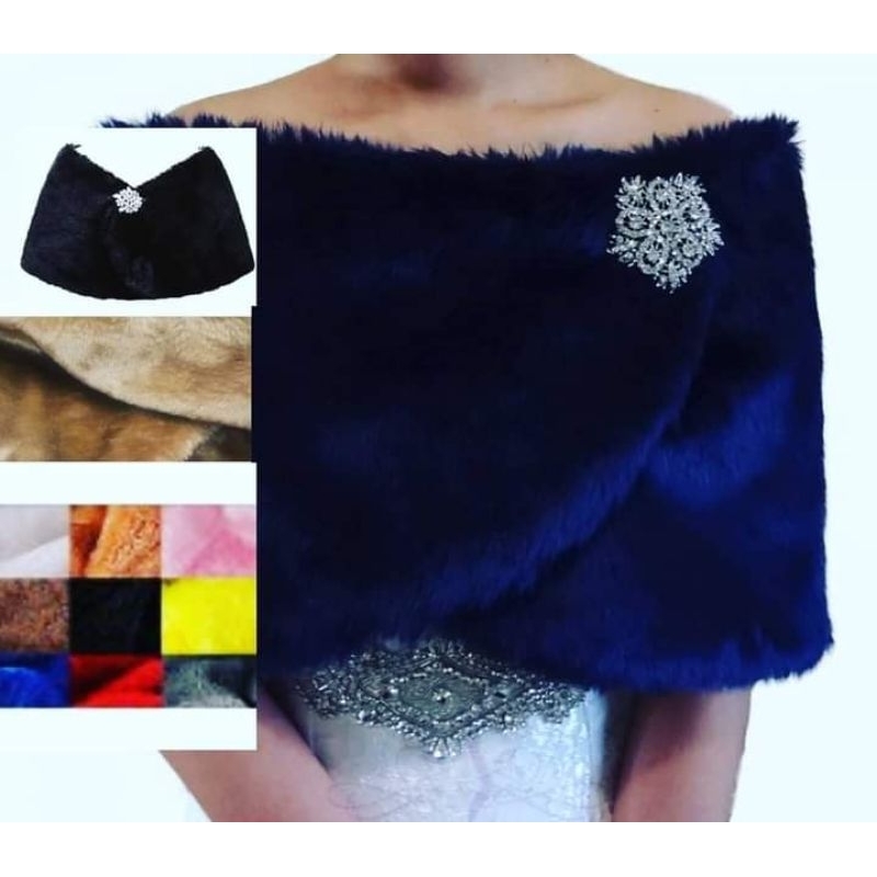 Estola Pele Casamento Festa Noiva Pelo Luxuosa Broche
