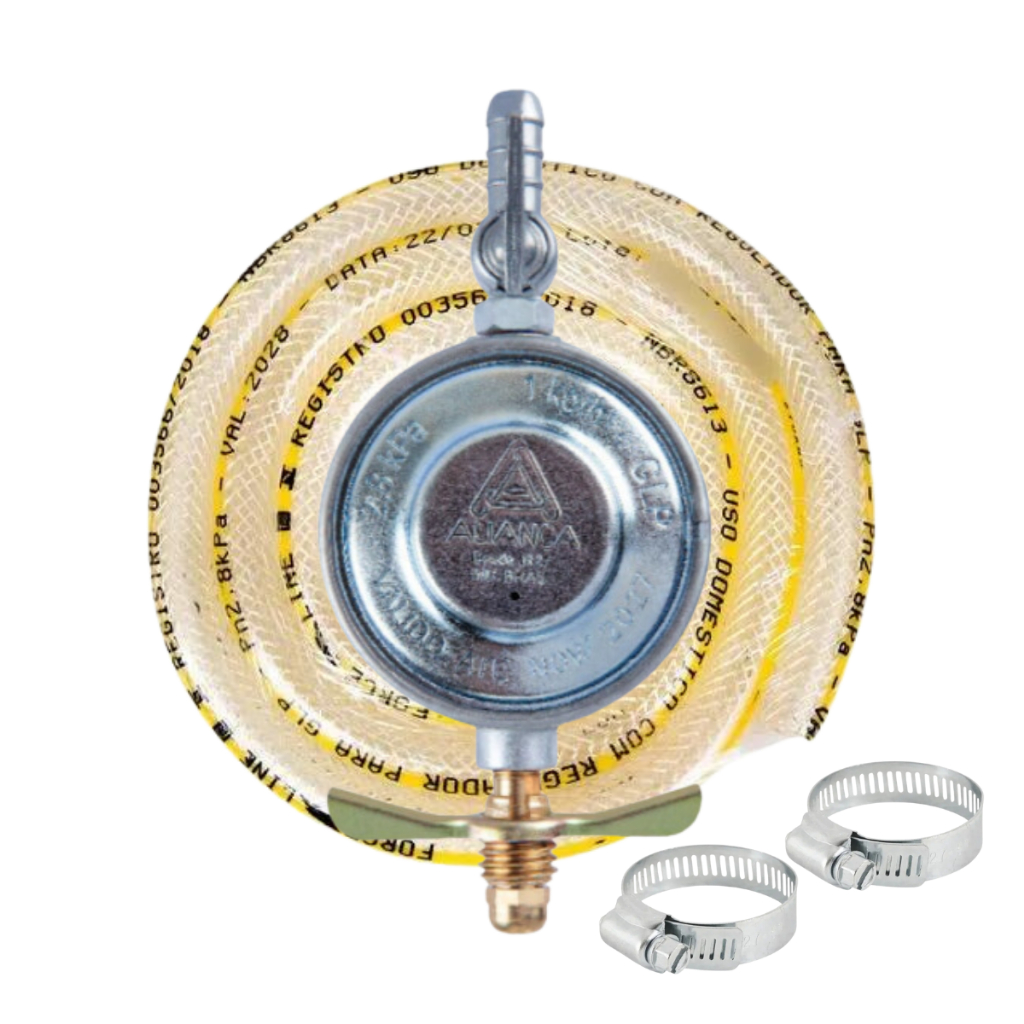 Kit Registro Regulador Aliança Gás Botijão + Mangueira Diversos Tamanhos Gás Botijão Mangueira