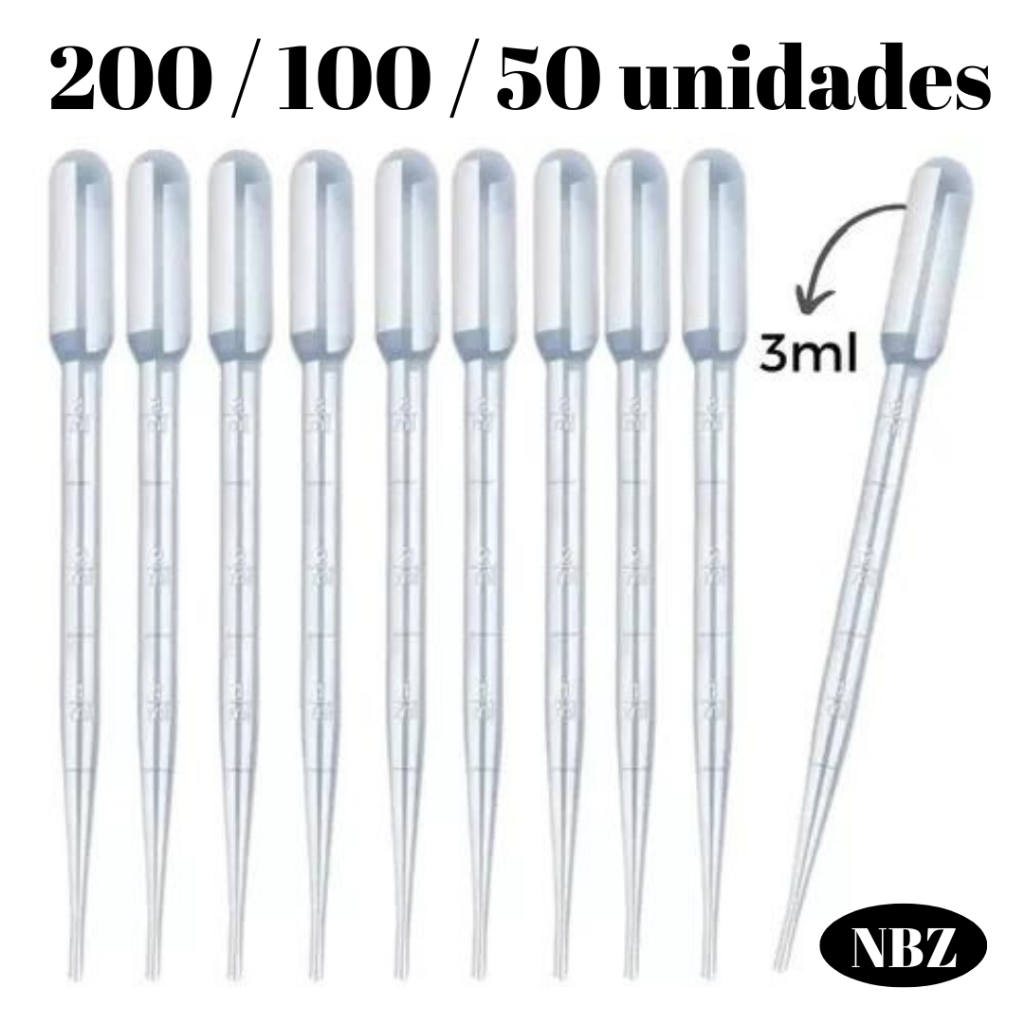 Conta Gotas 3 ML Pipeta Plastica Pasteur Conta Gotas 3 ML Com Marcador Graduada Kit 200 100 50