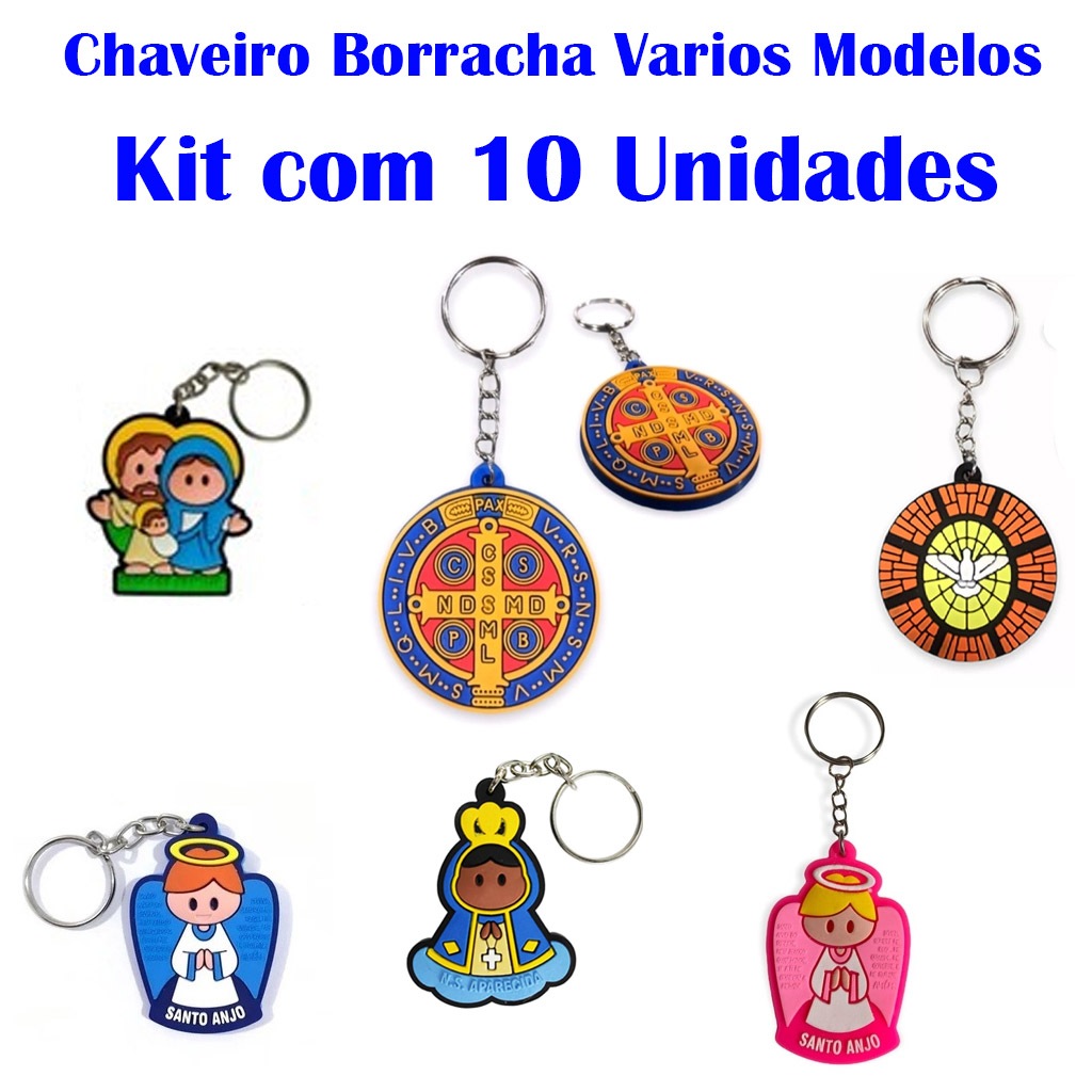 Chaveiro Borracha Infantil Varios Modelos - Kit com 10 Unidades