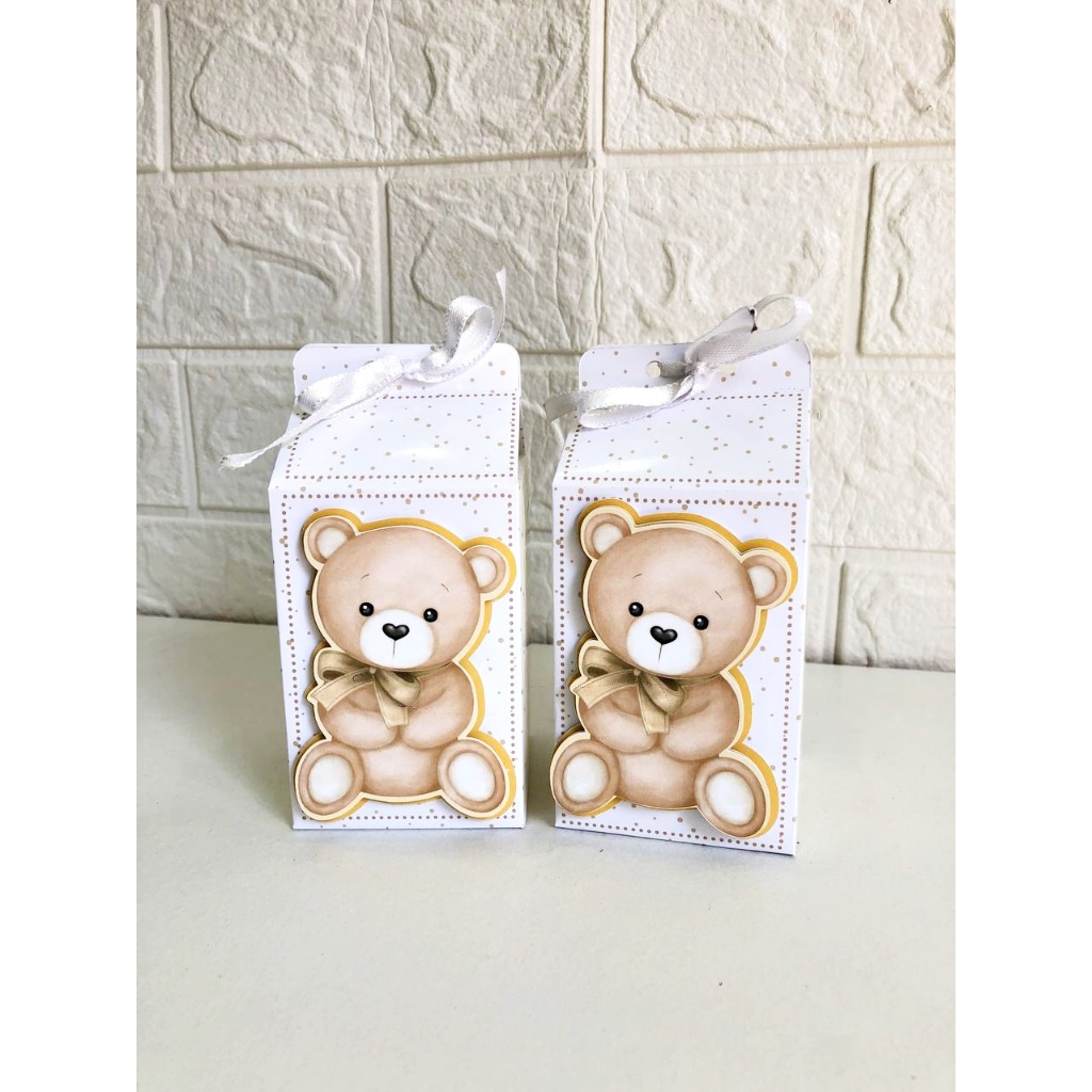 10 Caixinhas 3D Personalizadas Chá de Bebê Ursinho - Lembrancinhas chá de bebê | Chá revelação urso
