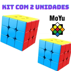 Kit com 2 unidades Cubo Mágico Profissional 3x3x3 Speed Moyu Meilong Stickerless Original
