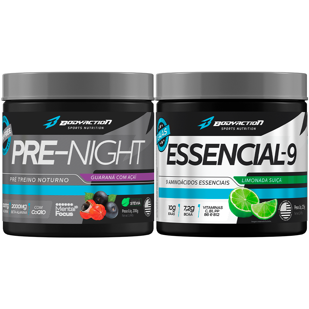 Kit Pré Treino Pre-Night 200g + Intra Treino Essencial-9 225g - Bodyaction