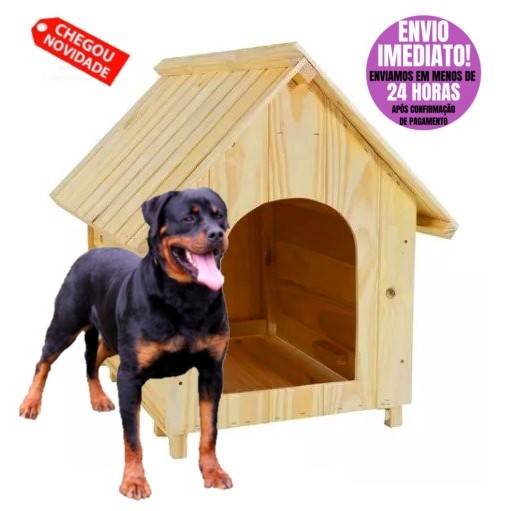 Casinha Casa Grande N7 de Madeira Para Porte Grande Cachorro Pittbull Rottwailler Pastor Alemão Labrador Akita Husky Doberman Fila