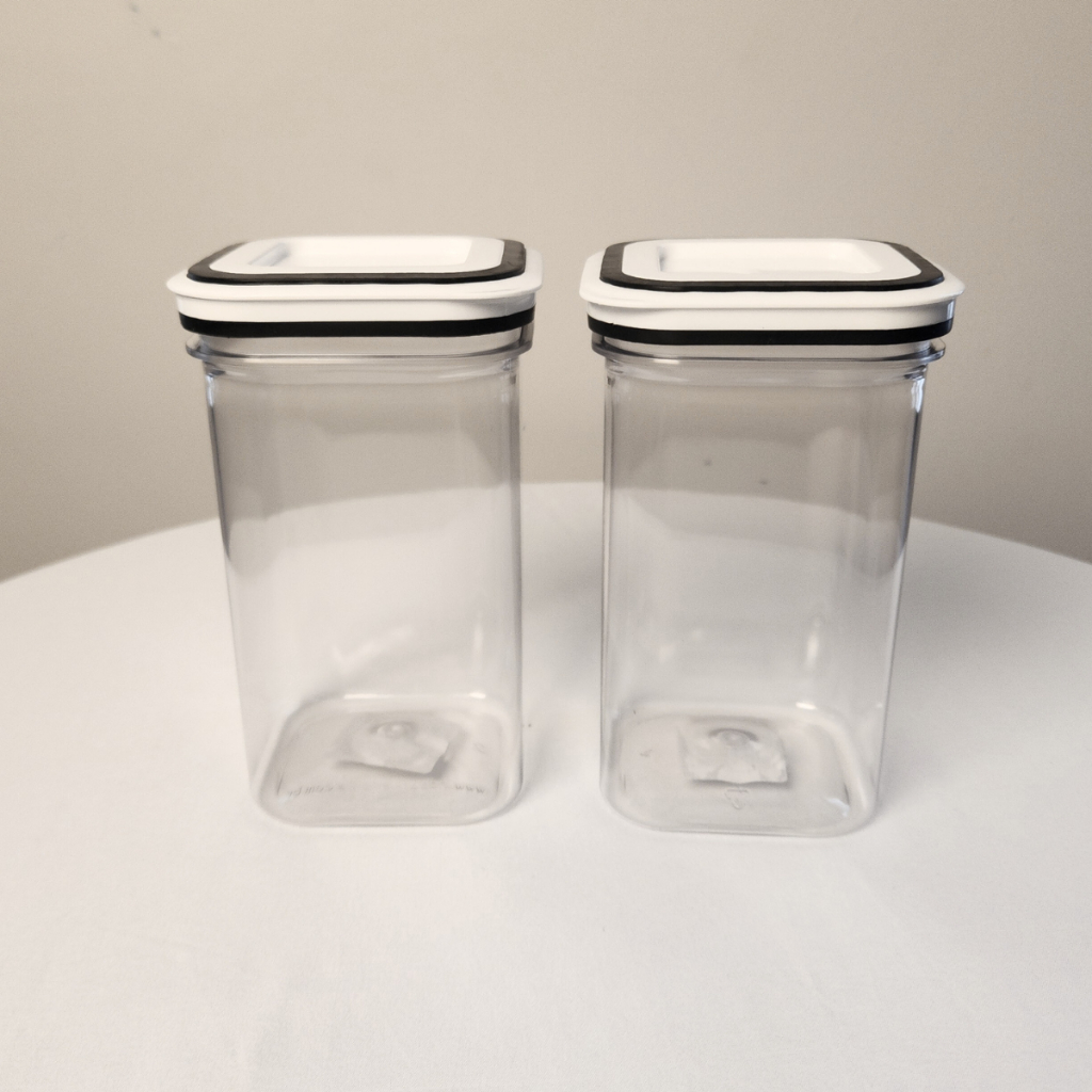 Kit 2 Pote Hermético 750ml com tampa quadrado Plástico Transparente para Mantimentos Vedação Máxima