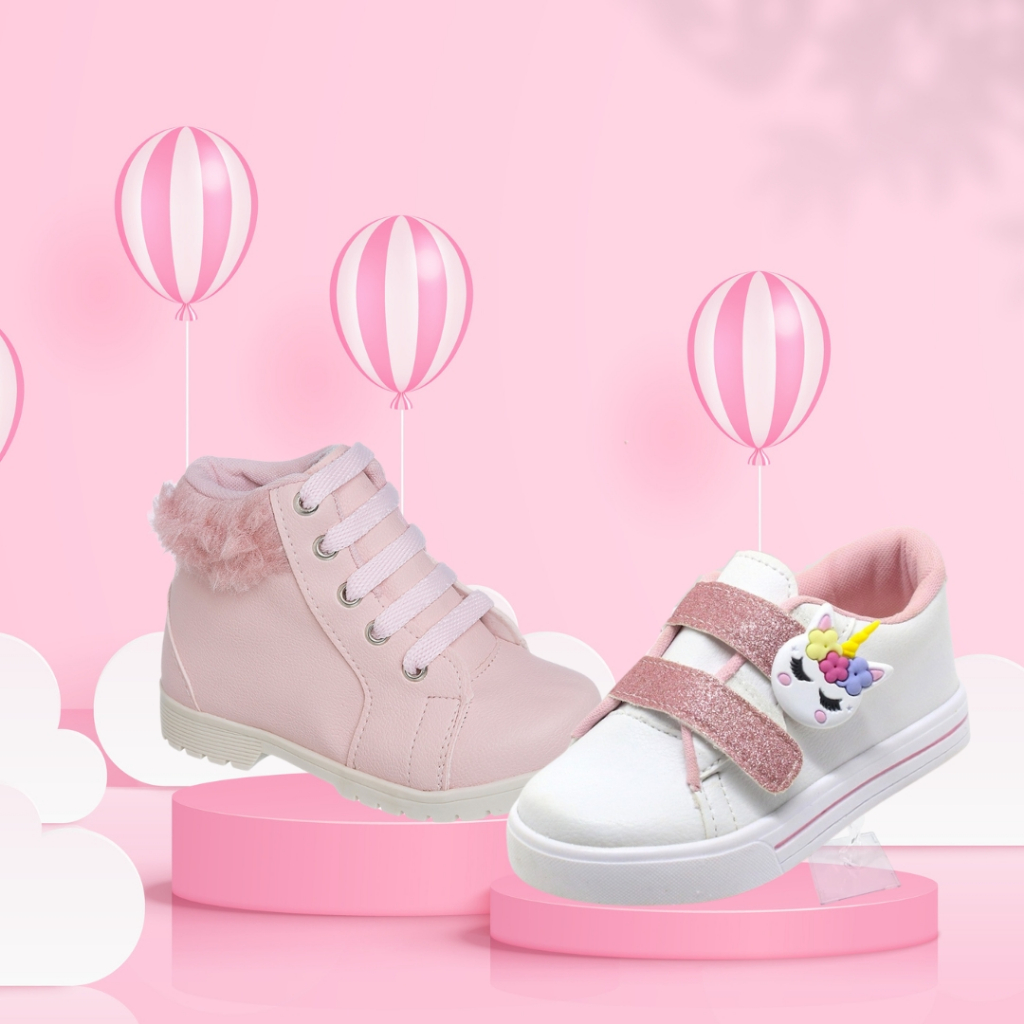 Combo 2 Pares Menina Tênis Bota Confortável Moda Infantil Estiloso Casual