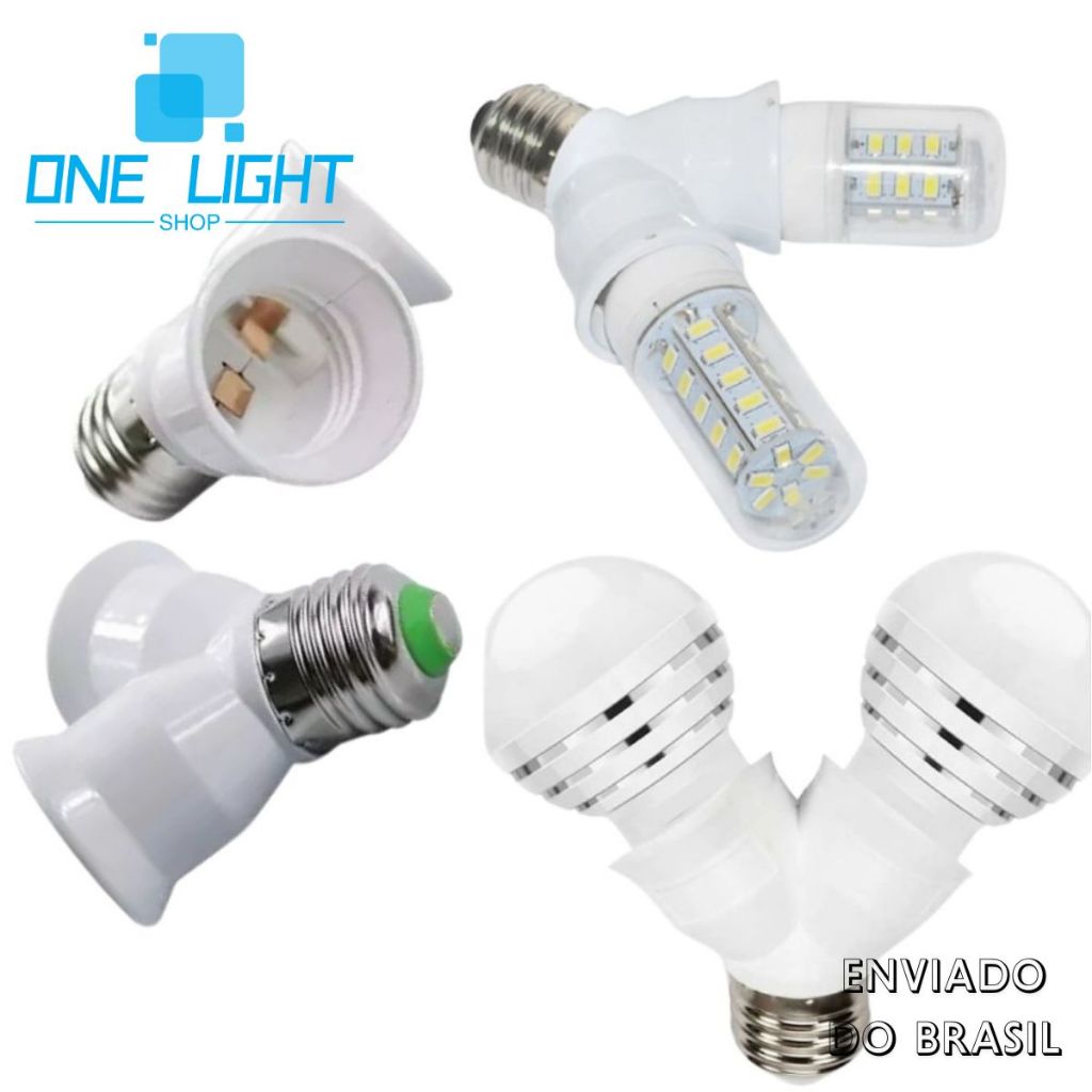Soquete Bocal Adaptador Duplo Tipo Y Duas Lampadas E27 TB-0632 em Oferta na Shopee
