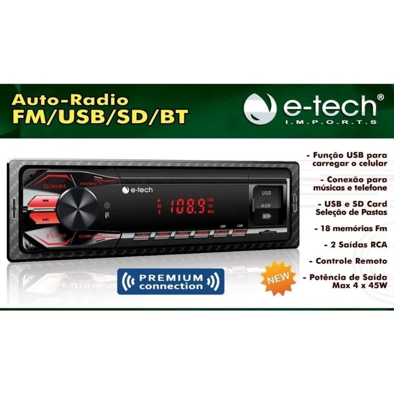 Radio Mp3 Premium Etech Bluetooth USB Sd.