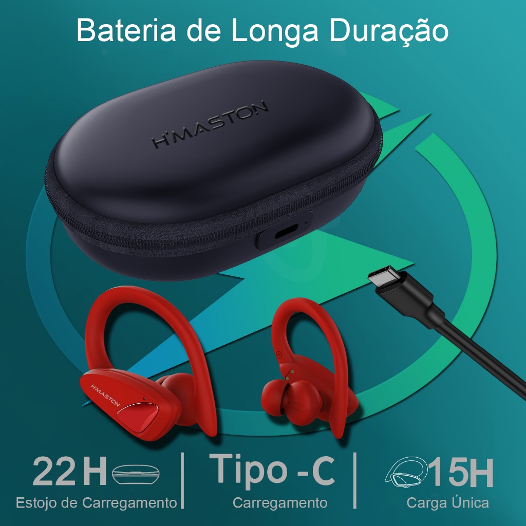 Fone de Ouvido Sem Fio TWS H'maston RS-53 Bluetooth com Luz LED — foto 5