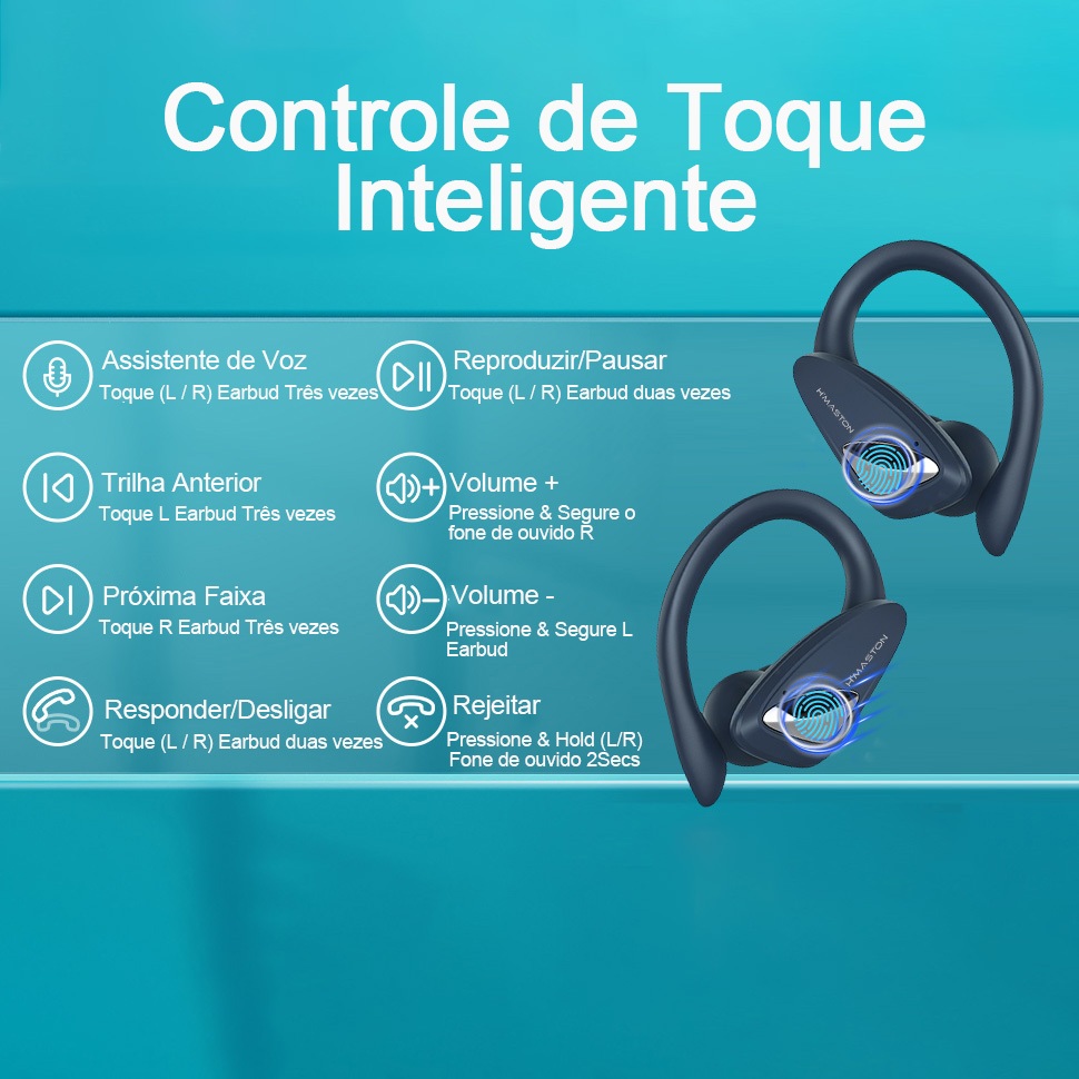 Fone de Ouvido Sem Fio TWS H'maston RS-53 Bluetooth com Luz LED — foto 7