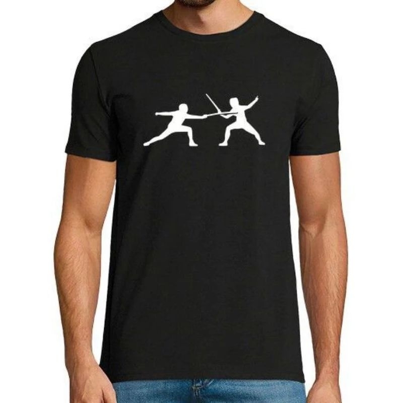 Camiseta Esgrima Camisa Masculina Feminina Algodão Tradicional Desporto Florete Esporte Itália Alemanha Blusa Casual Estampada Básica Tumblr Promoção Unissex