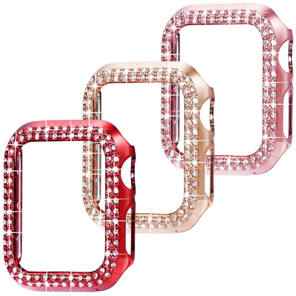 Luxo Diamante Smartwatch Capa Para Apple Watch 40mm 41mm 42mm 38mm 44mm 45mm iWatch Case(Sem Vidro Temperedo)