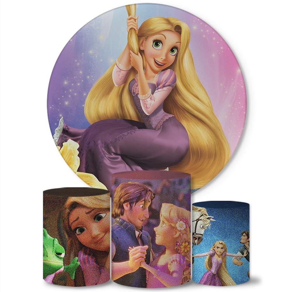 Trio Capa Cilindro + Painel Temático Veste Fácil C/elástico Princesas Clássicas em Oferta na Shopee