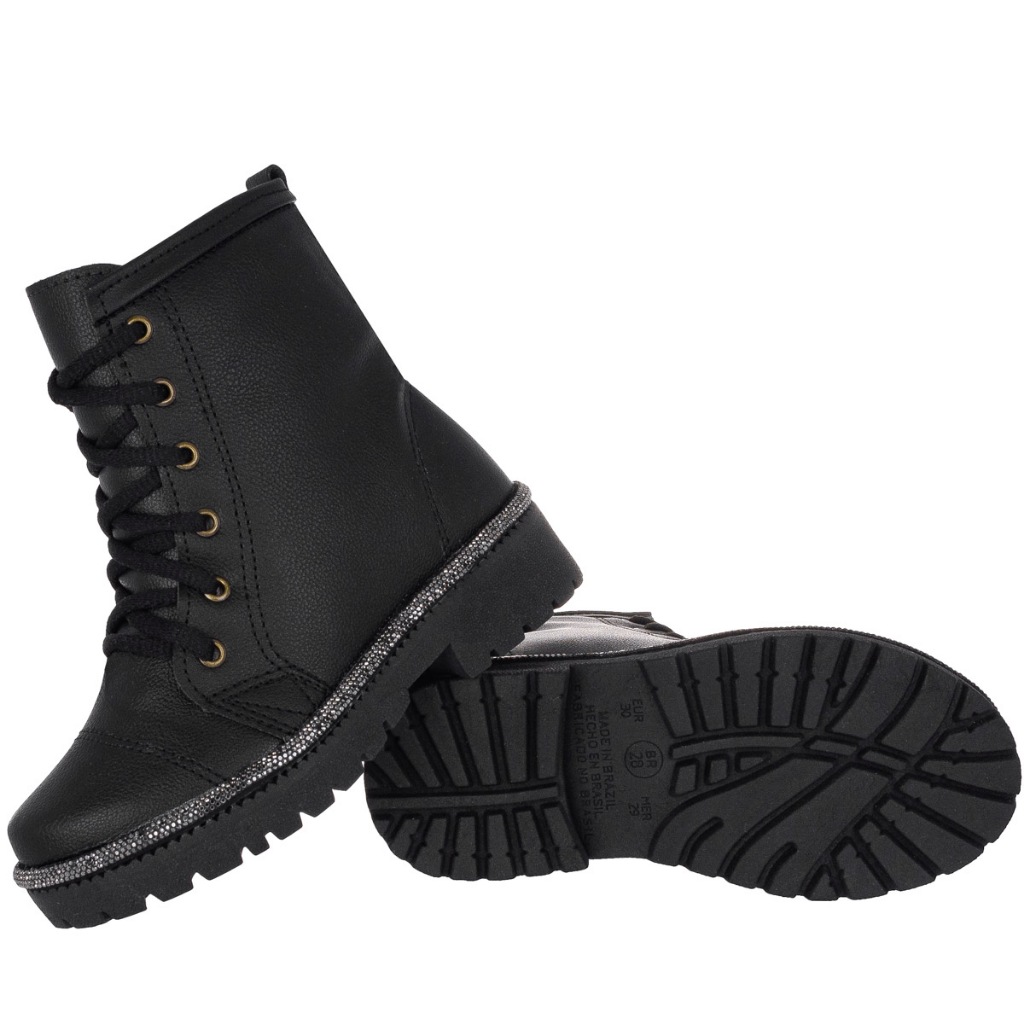 coturno cano curto strass tratorado Klicpé fosco bota infantil menina feminina juvenil salto