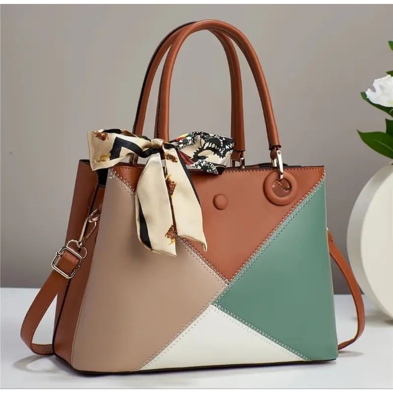 bolsa Femenina tamanho médio transversal alça de mão com lenço