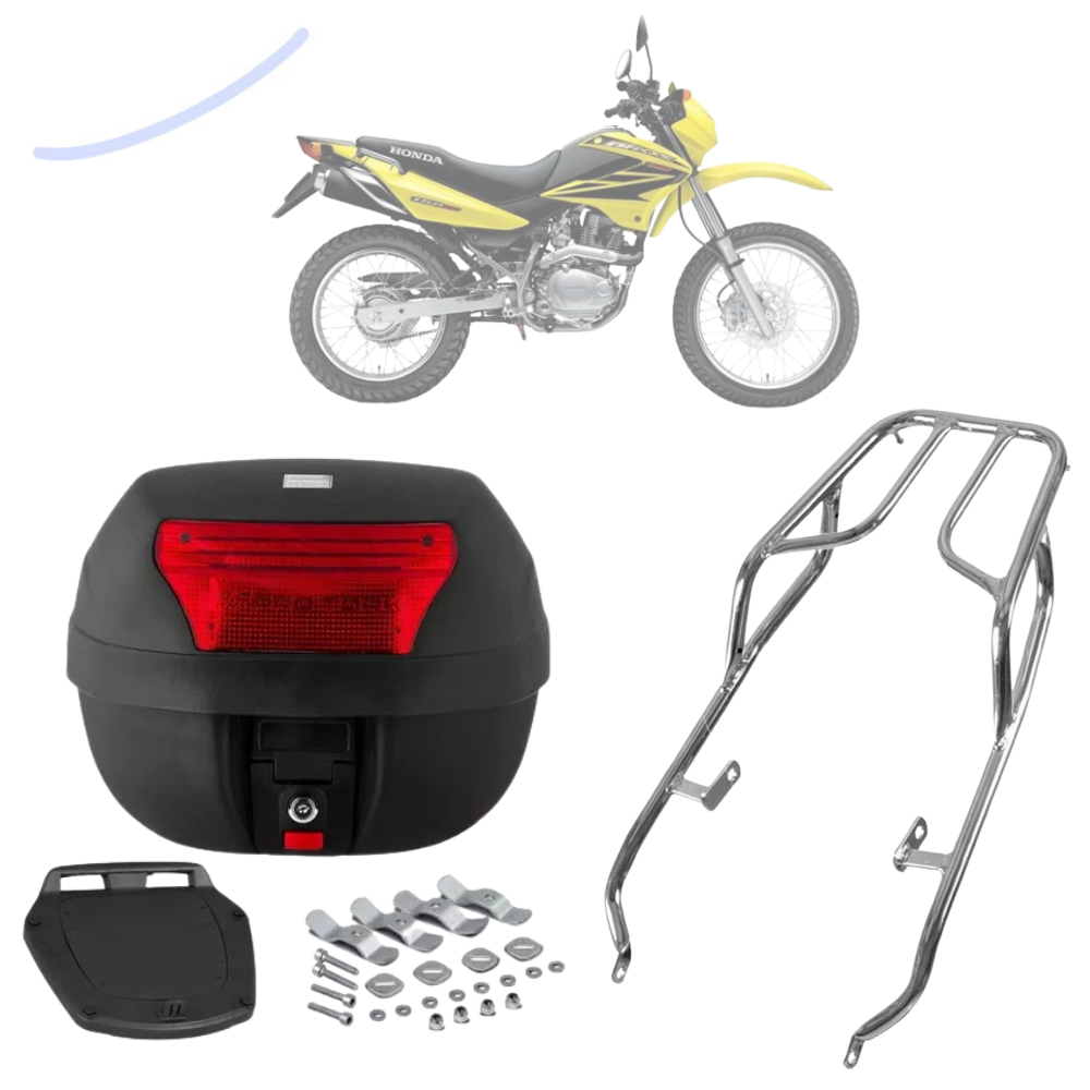 Bauleto Bau 28 Litros Com Bagageiro Sansão Churrasqueira Moto Broz 125 e 150 2003 a 2008 Pro Tork
