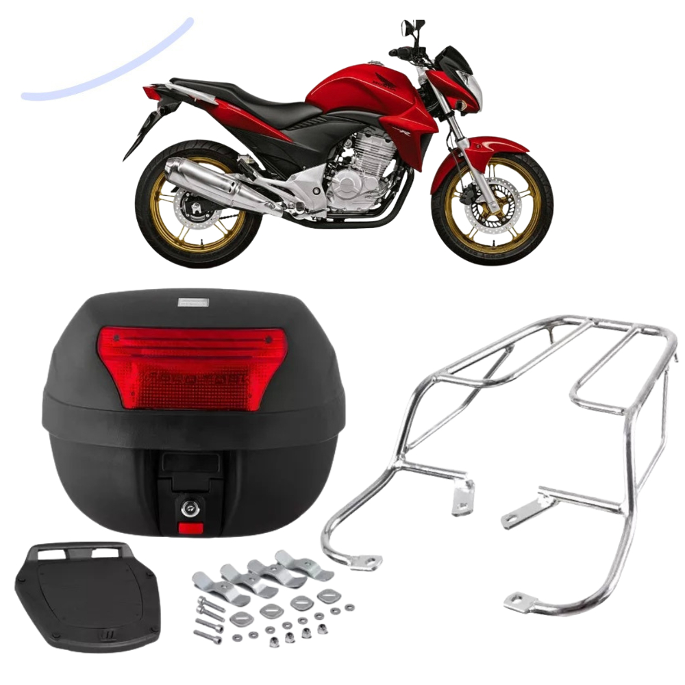 Bauleto Bau 28 Litros Com Bagageiro Sansão Churrasqueira Moto Honda Cb300 2009 A 2016