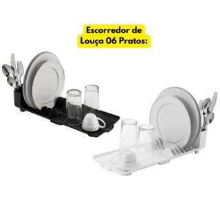 Escorredor Secador De Louça Para Pia 06 Pratos Porta Talheres Resistente Bar c/ Bica De Escoamento  Buffet Flat Plástico
