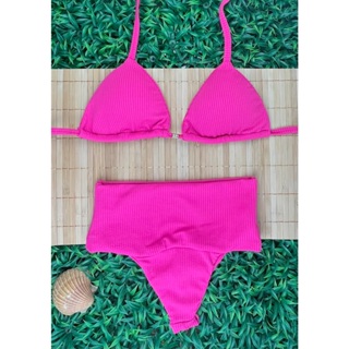 Biquini Hot Pant Canelado Fio Duplo Bojo Remivivel Cos Alto Plus em Oferta na Shopee