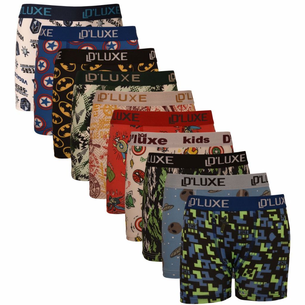 kit 10 Cueca boxer Infantil microfibra  estampada.