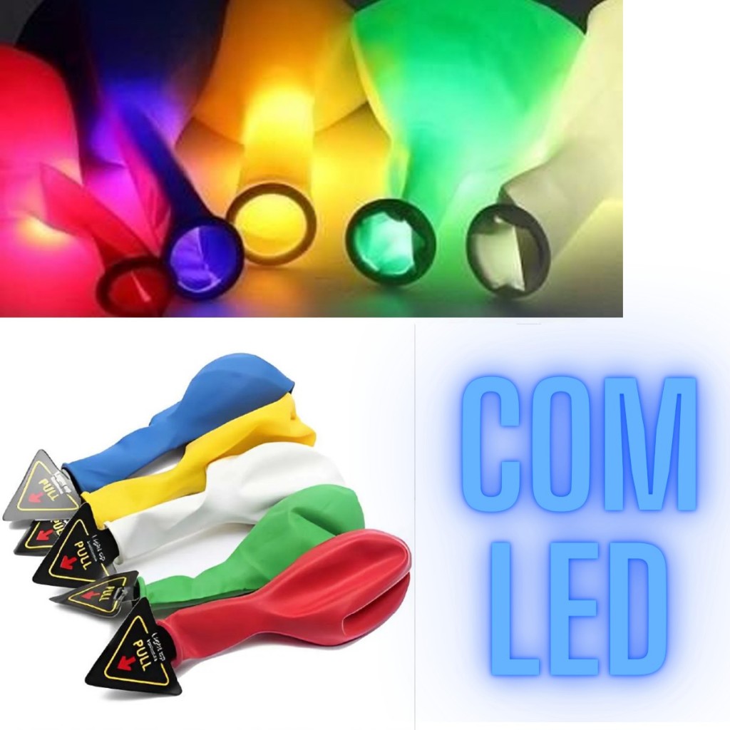 Kit 5 Balão Bexiga Neon com Led Decoração Festa Balada Casamento Formatura