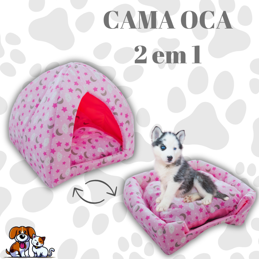 CAMA OCA TRICOLINE 2 EM 1, CAMA PETS, PARA CACHORROS E GATOS. OCA, TÚNEL