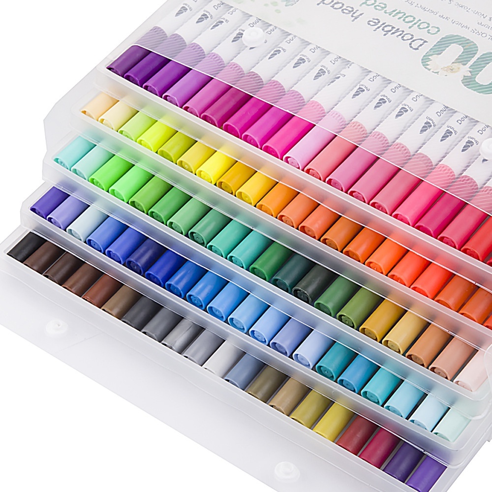 Caneta Dual Brush Pen 12 ou 24 Ponta Dupla Lettering Papelaria Fofa Kawaii caligrafia bullet journal