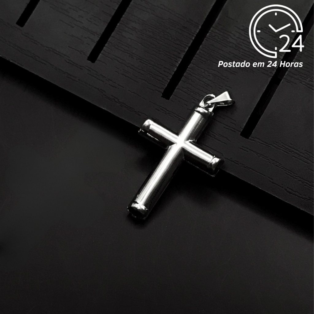 Pingente de Cruz de Aço Inoxidável Masculino e Feminino
