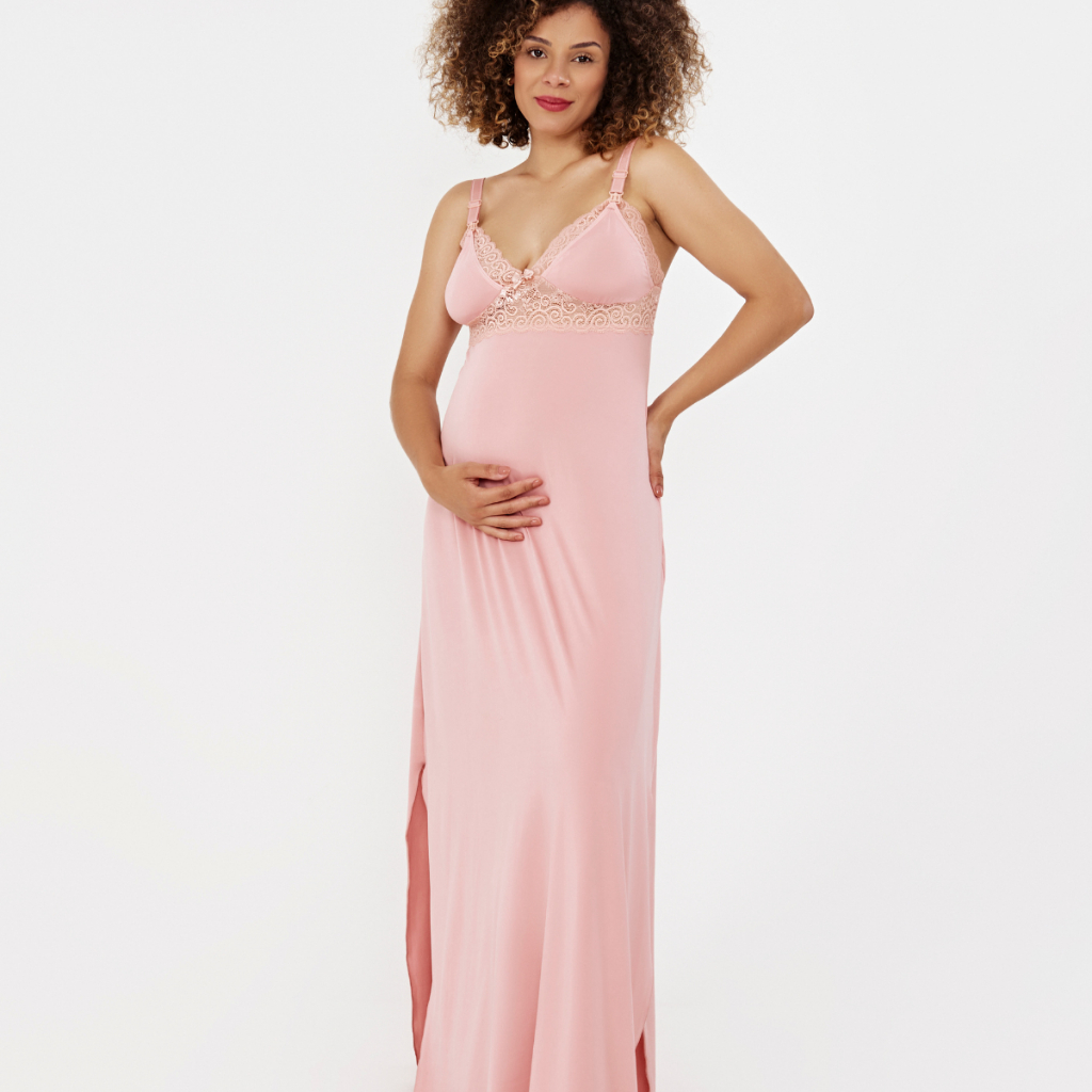 Camisola De Renda Amamentação Gestação Longa Luxo Click